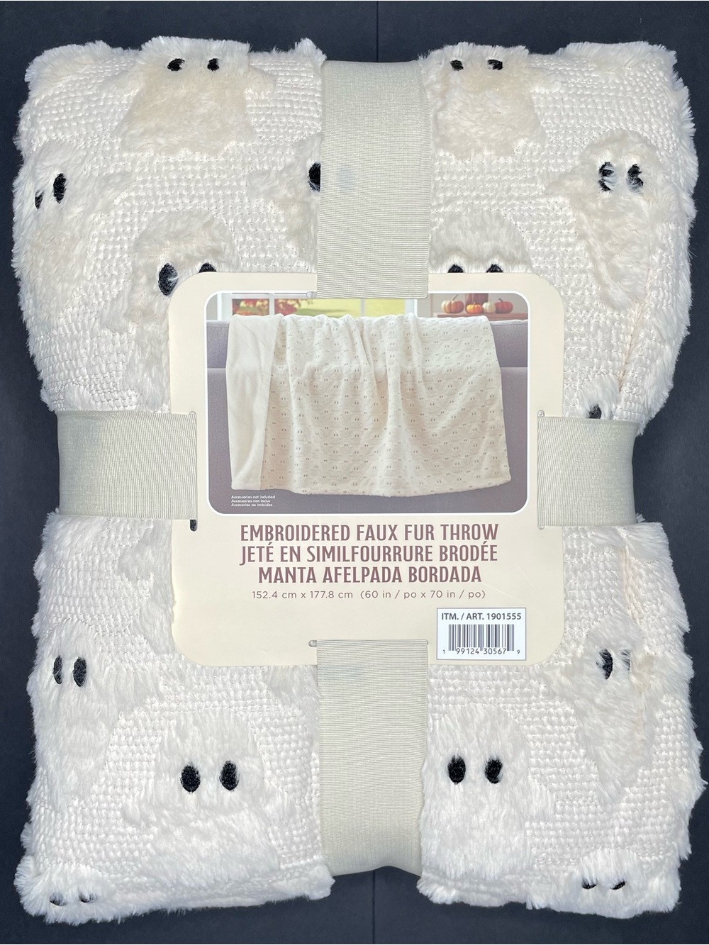 Viral Costco Halloween Ghost Embroidered Faux Fur Throw Blanket